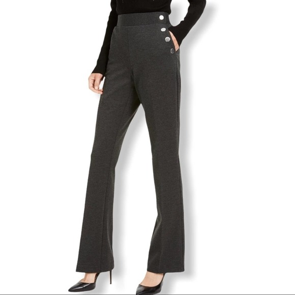 $79 INC INTERNATIONAL CONCEPTS Ponte Knit Stretch Boot Leg Pants 6 R - Picture 3 of 11